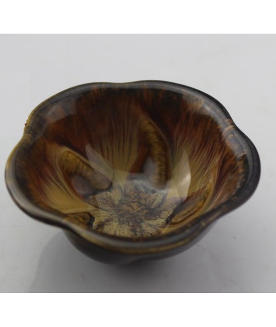 砂金釉陶瓷花形茶杯